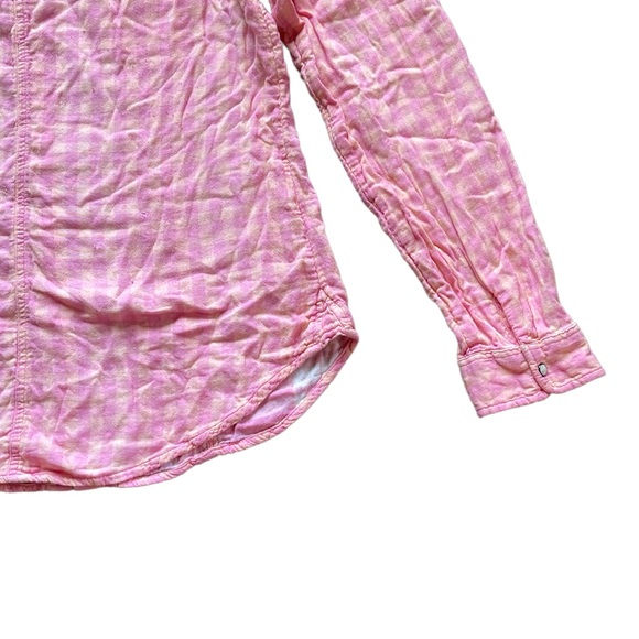 Maurices pink & orange plaid checkered long sleeve button down shirt - Picture 11 of 14